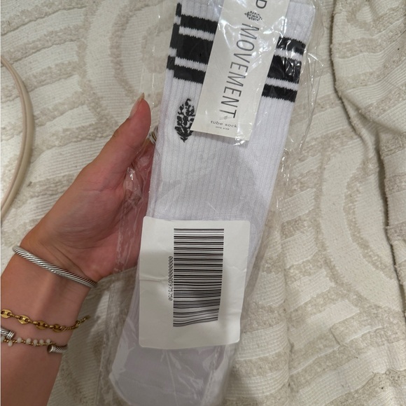 Free People White and Black Striped Socks - Picture 3 of 3